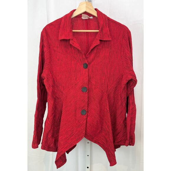 MILL VALLEY Clothing Company Striped Hobo Shirt Button Up Long Sleeve Red Size M - Picture 1 of 8